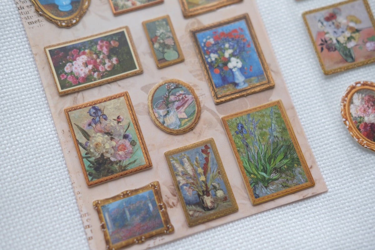 Floral Gallery – Vintage Oil Painting 3D Stickers