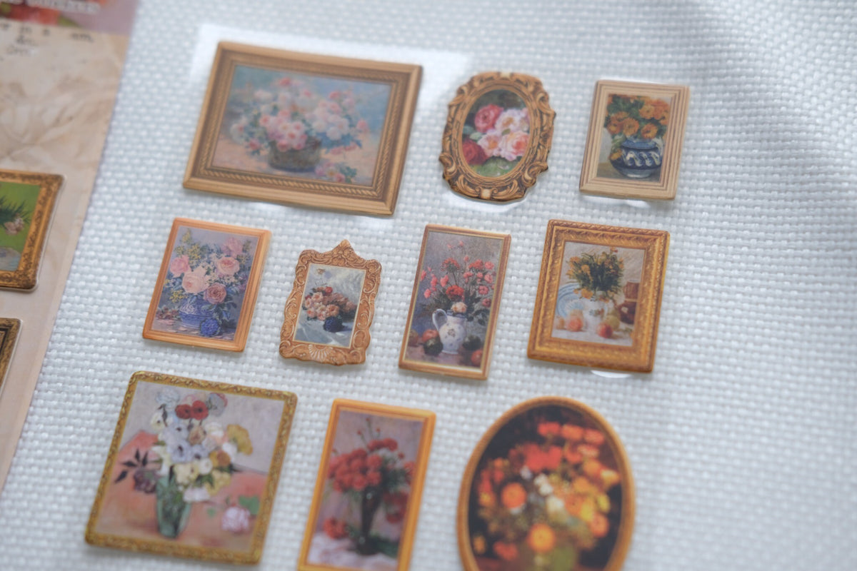 Floral Gallery – Vintage Oil Painting 3D Stickers