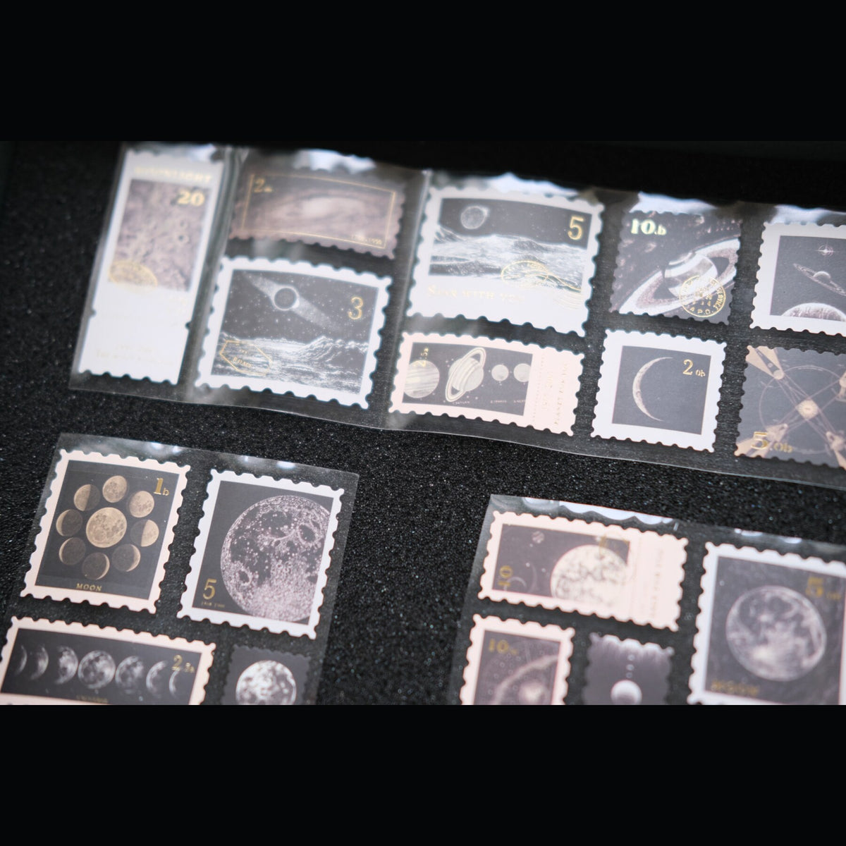 宇宙中的月亮 – 金箔天文邮票胶带