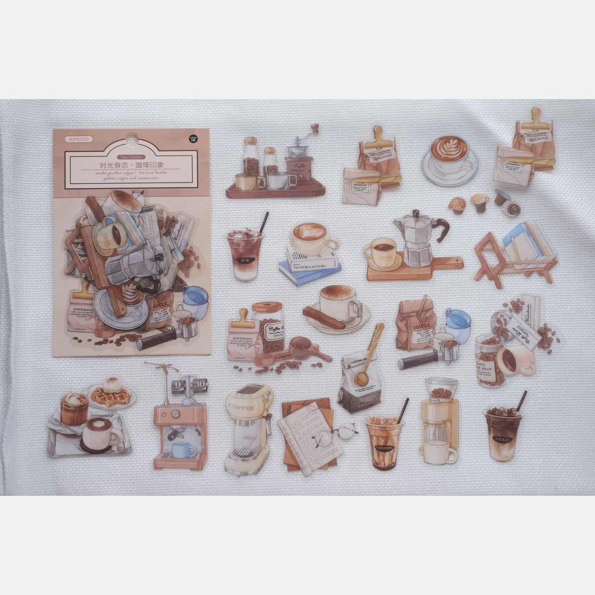 The Slow Coffee Hour — Vintage PET Sticker Pack