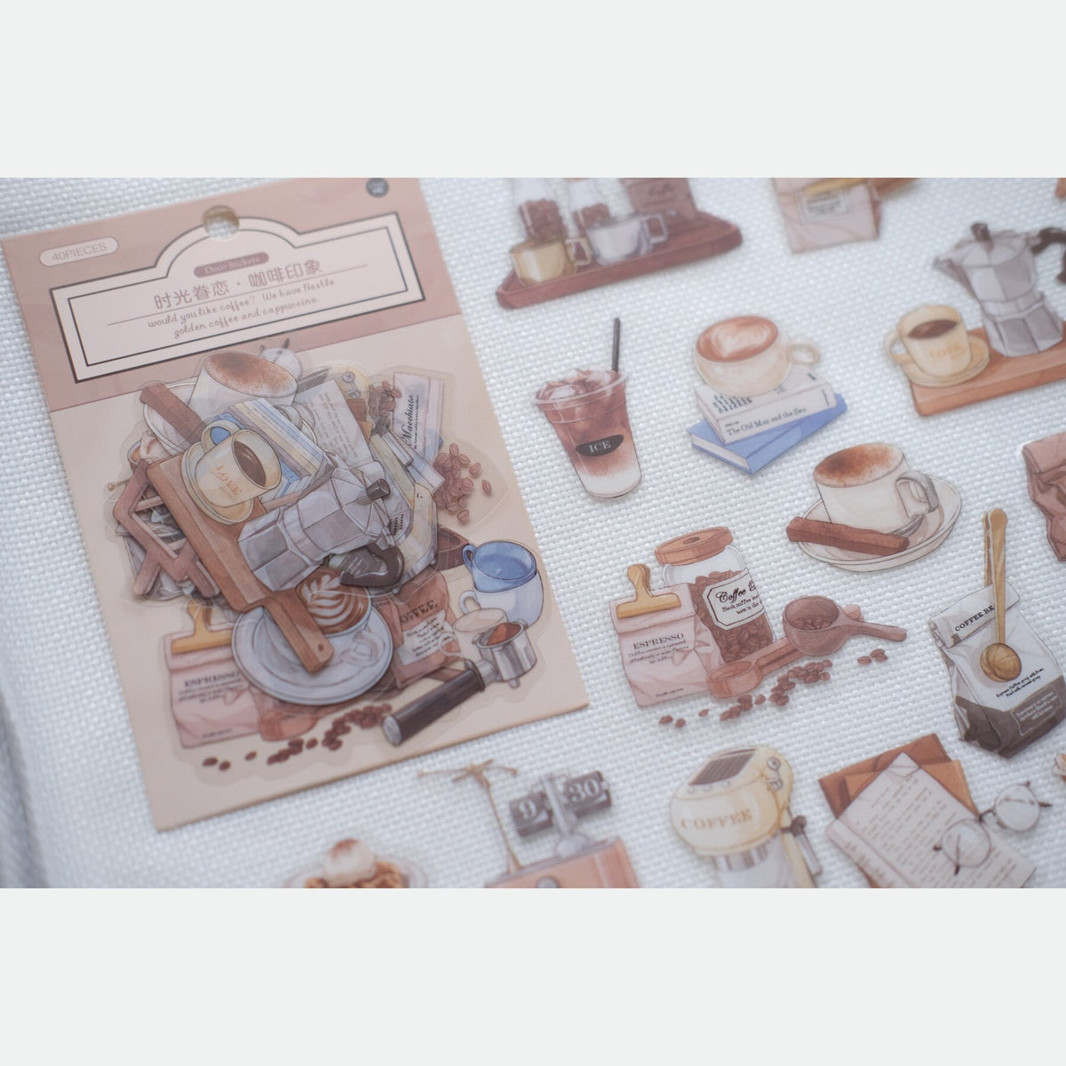 The Slow Coffee Hour — Vintage PET Sticker Pack
