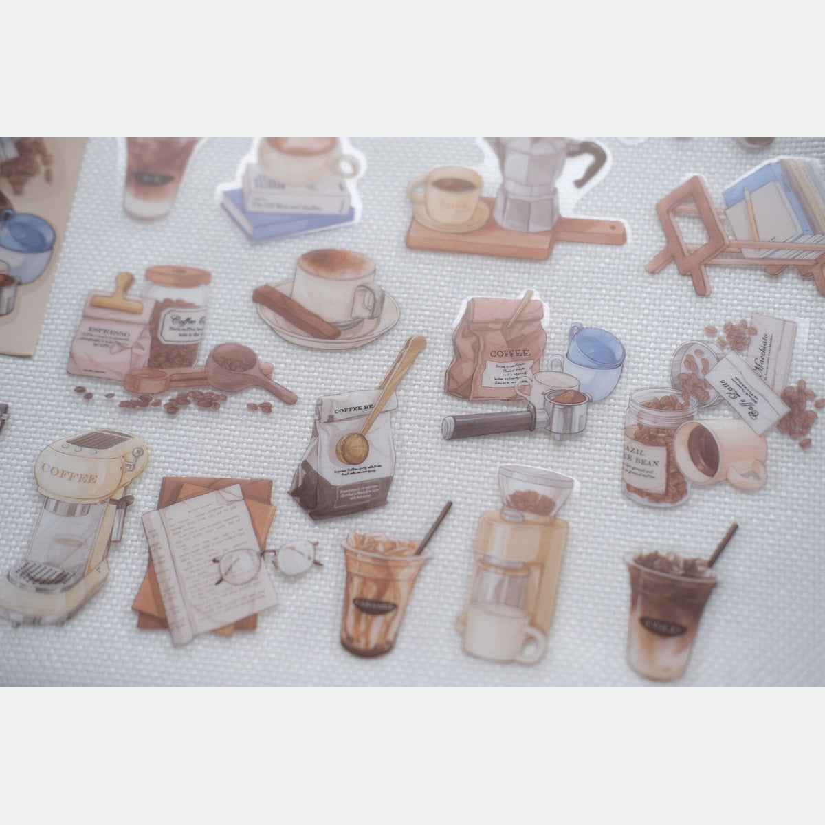 The Slow Coffee Hour — Vintage PET Sticker Pack