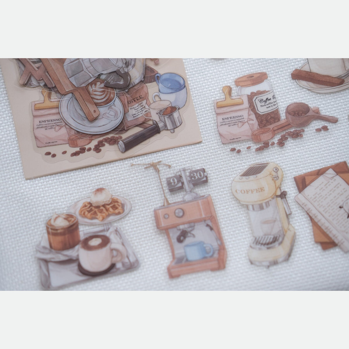 The Slow Coffee Hour — Vintage PET Sticker Pack